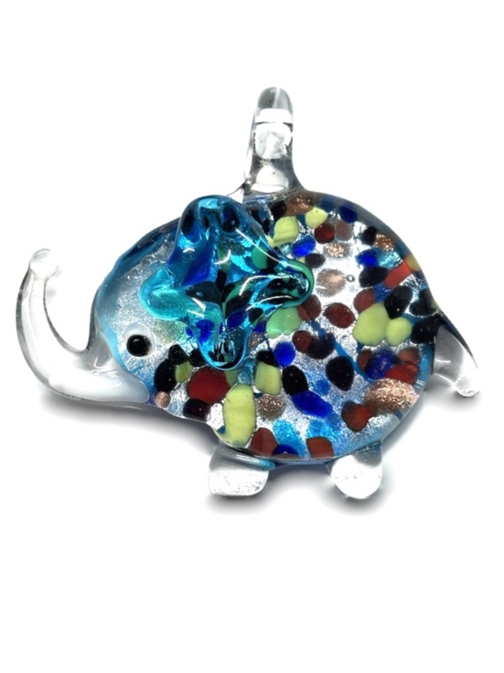 As Low As $2 Aqua Blue Silver Handmade Lampwork Glass Elephant Pendant